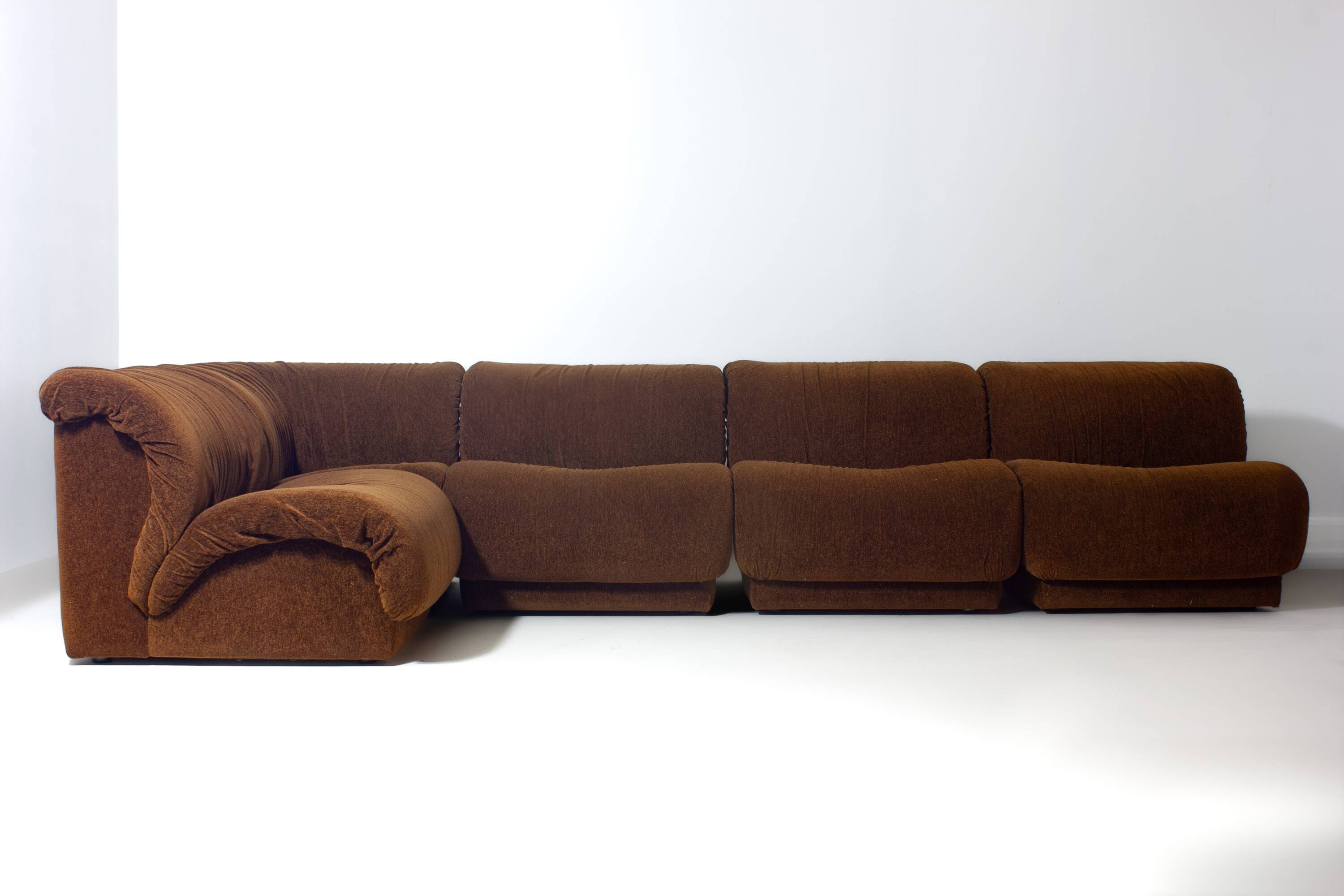 Modular sofa in rust brown velvet by Doimo, 1970s
