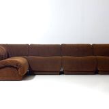 Modular sofa in rust brown velvet by Doimo, 1970s