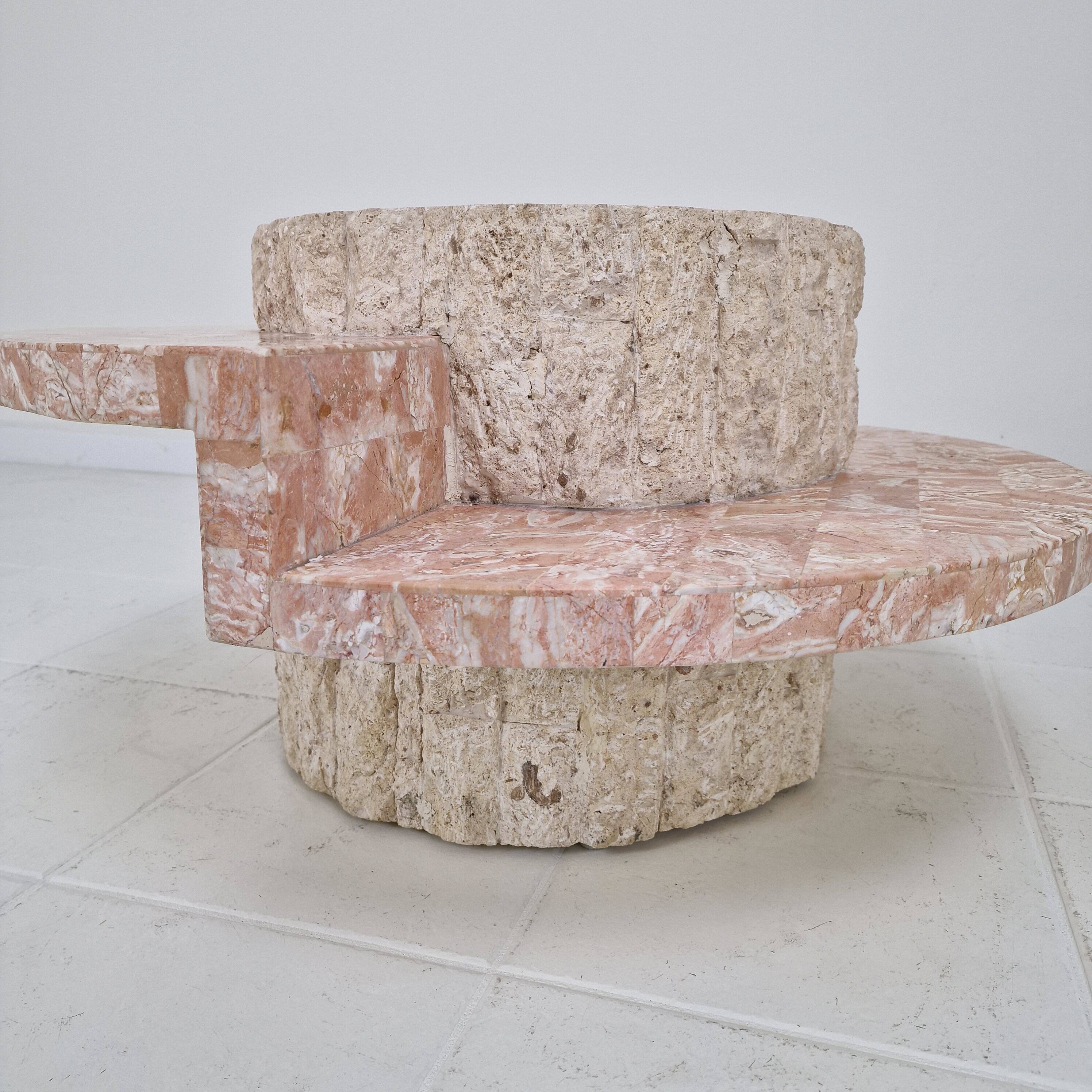 Round Mactan or Fossil Stone Coffee Table by Magnussen Ponte, 1980s