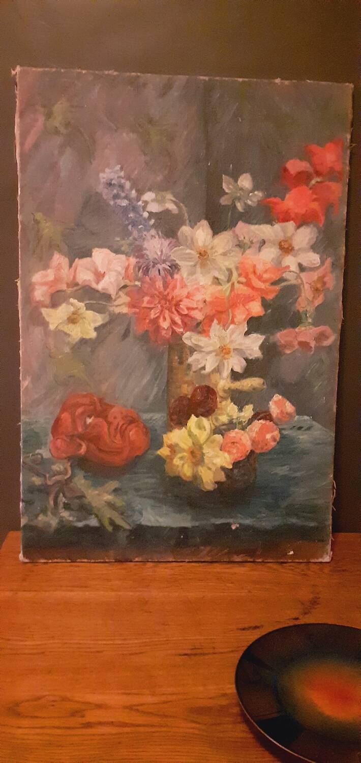 Painting, oil on canvas 1900 bouquet of flowers