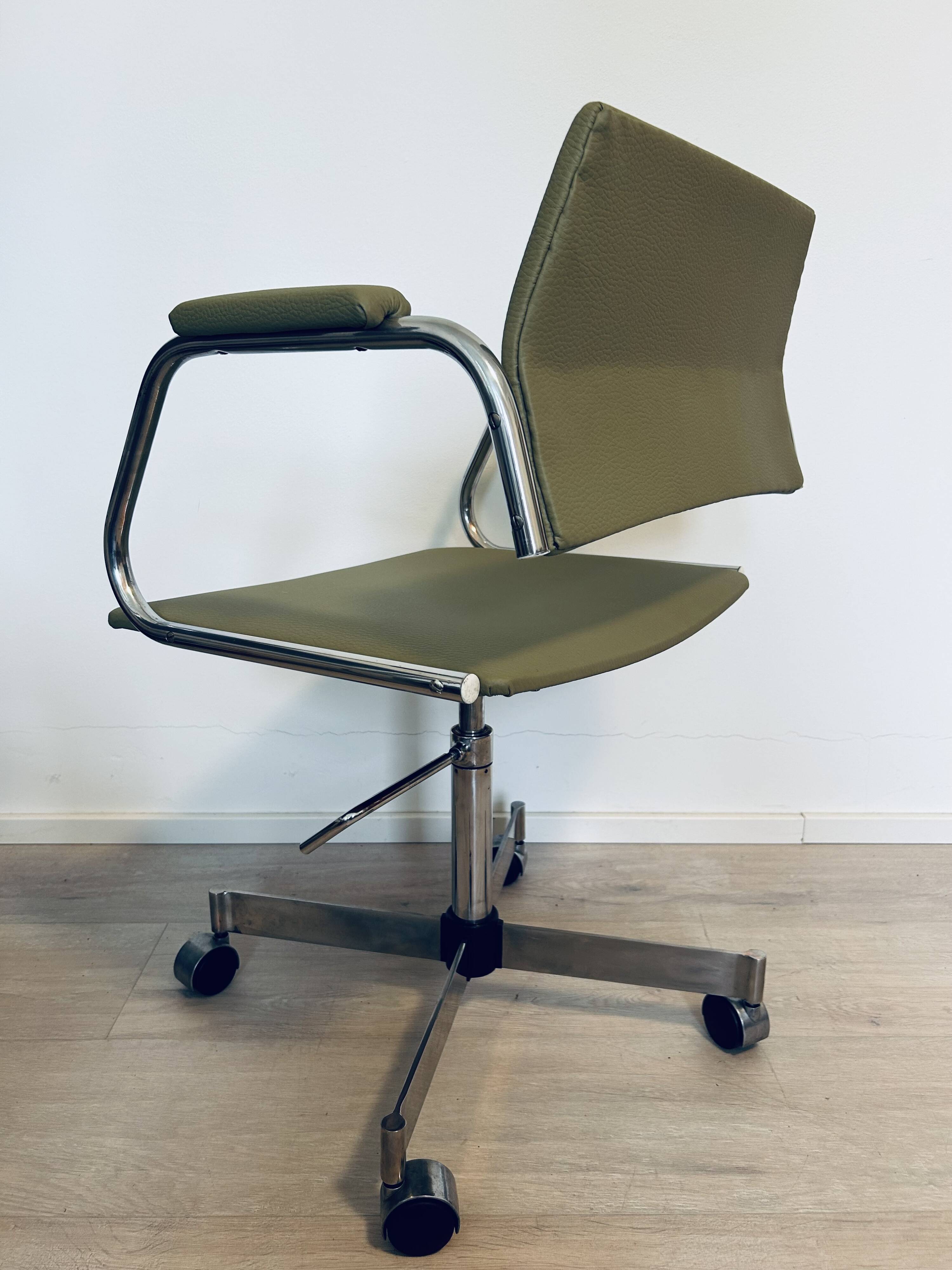 Vintage Light Olive Office Arm Chair by Kovona from Czechoslovakia 1970’s