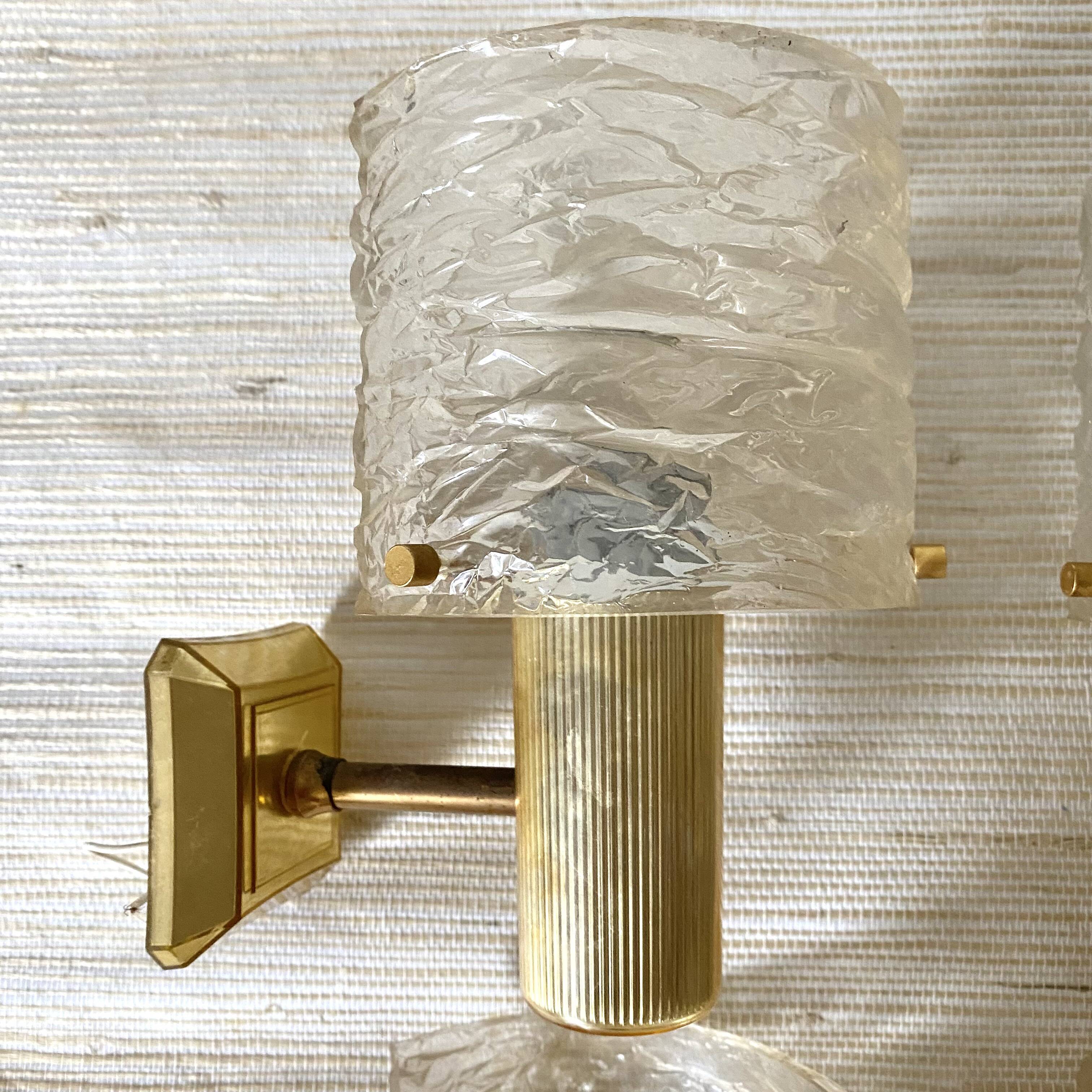 Set of 4 60s wall lights in champagne-colored resin