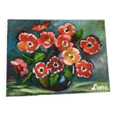 Tableau bouquet de fleurs huile sur toile signée