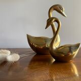Duo of ancient brass swans
