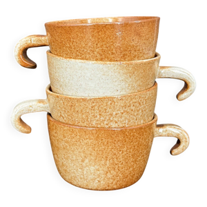 4 tasses en grès émaillé - anses