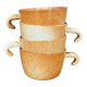 4 cups in glazed stoneware with graphic handles
