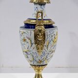 Lampe à pétrole en faïence, époque Napoléon III, milieu XIXème