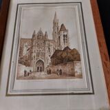 Watercolor signed Barday Senlis the cathedral first half of the 20th century