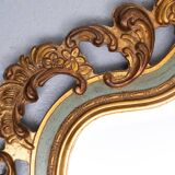 Baroque gilded Louis XV style beveled mirror with " Brevete" label, 1950s