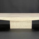 Grande table basse rectangle en travertin de Claude Berraldacci, Années 90.