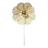 Wall sconce with flower, rattan petals and pastel yellow eyelet embroidery