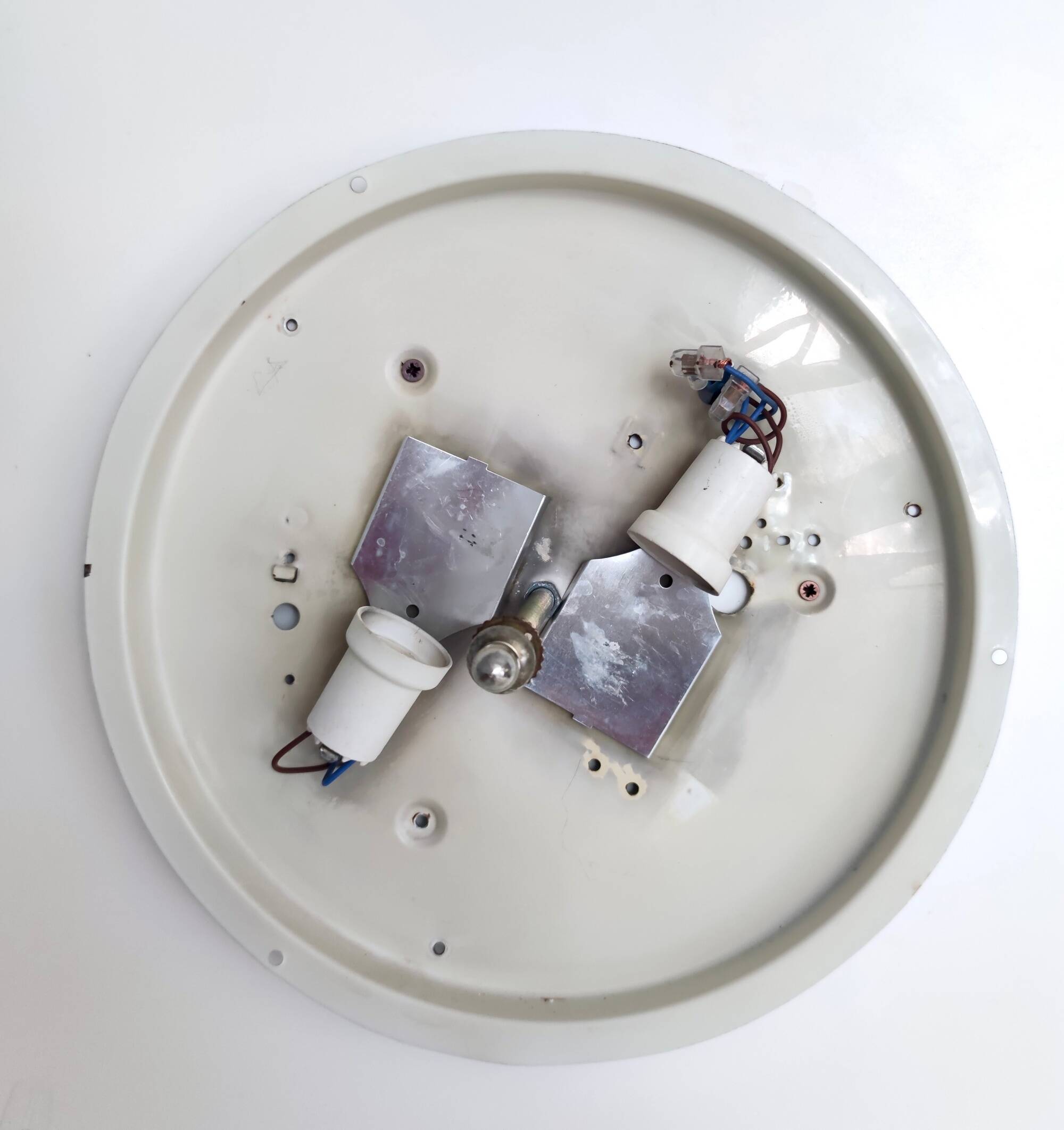 Pair of Round Murano Glass Ceiling Lights or Sconces, Italy