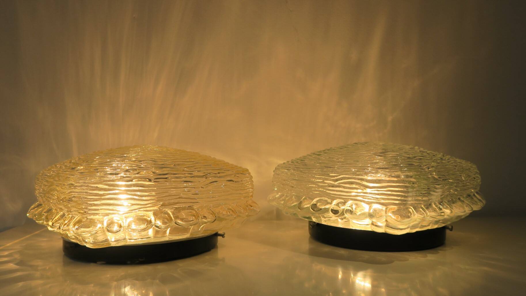 2 Glass ceiling lights, vintage, Germany