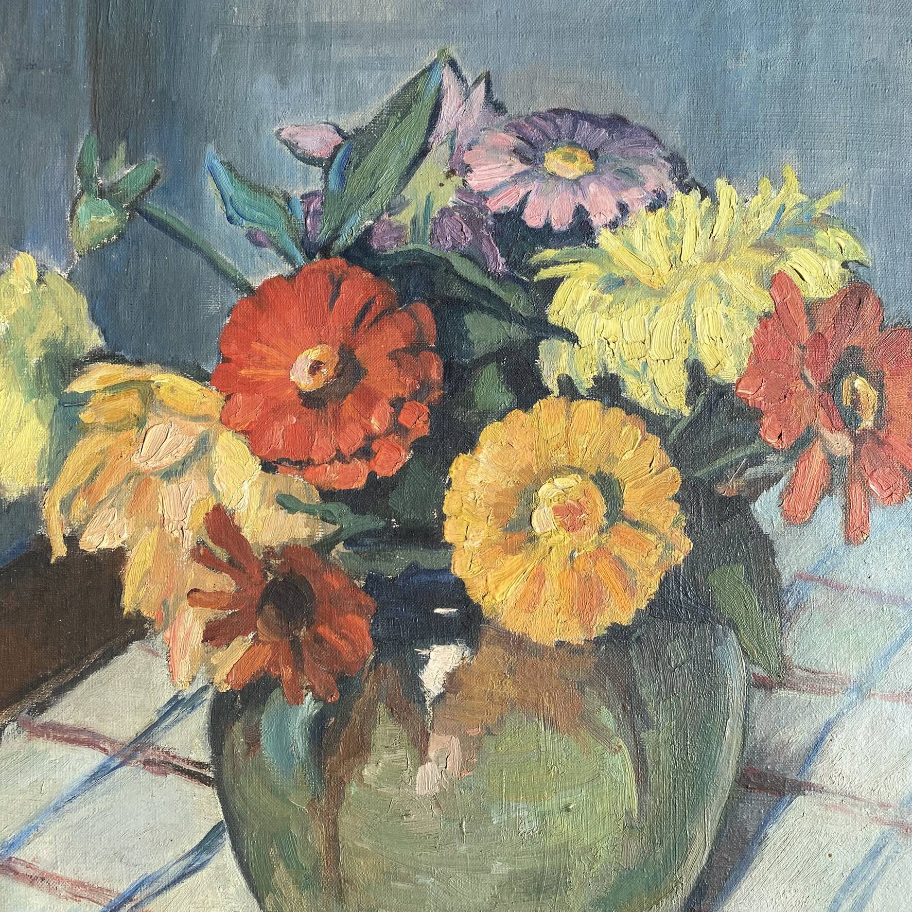 Still life bouquet A.L Murgier, old painting flowers