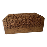 Boîte à bijoux indienne en teck sculpté