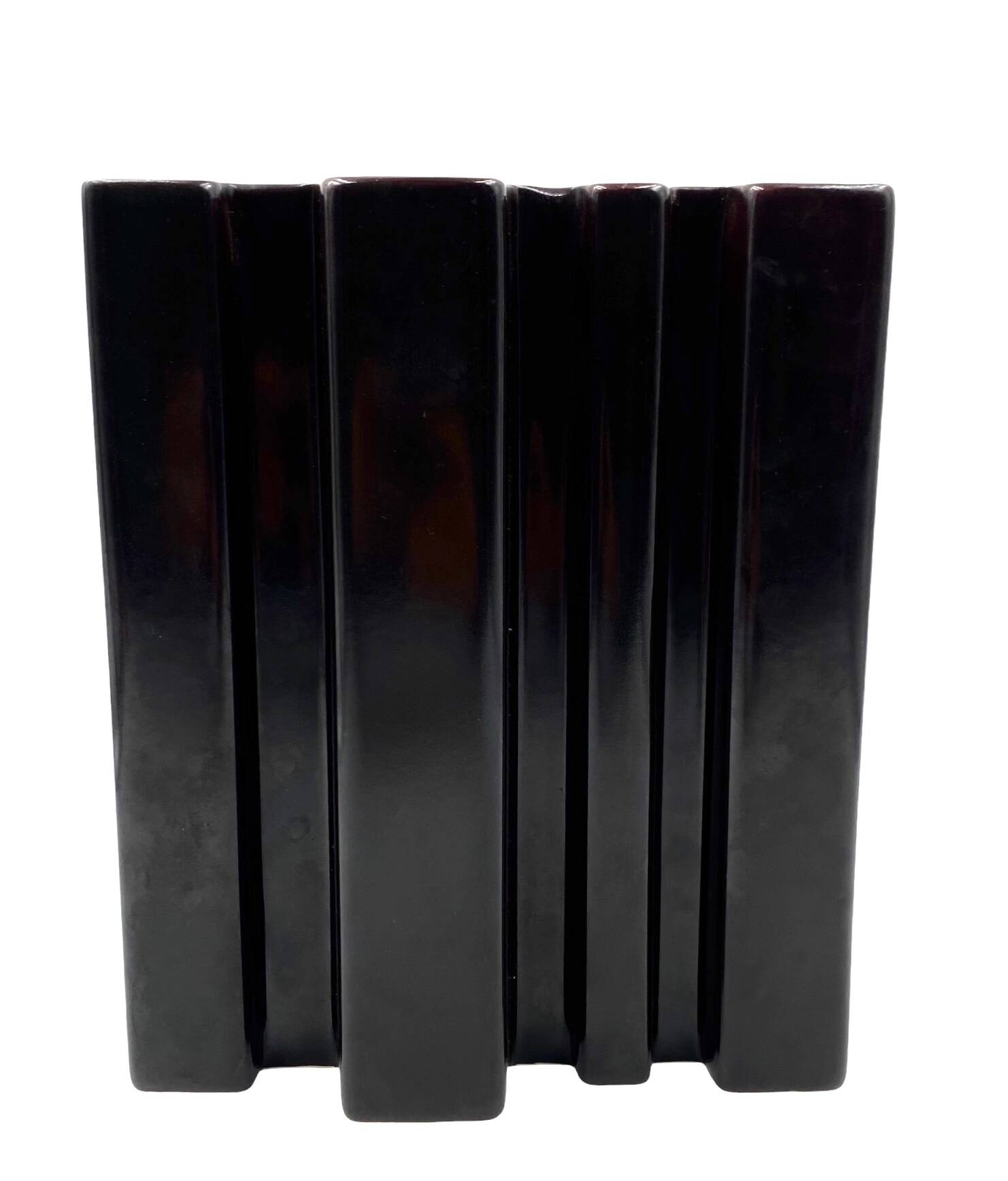 Angelo Mangiarotti, Space age brown ceramic vase, Fratelli Brambilla Italy ca. 1968