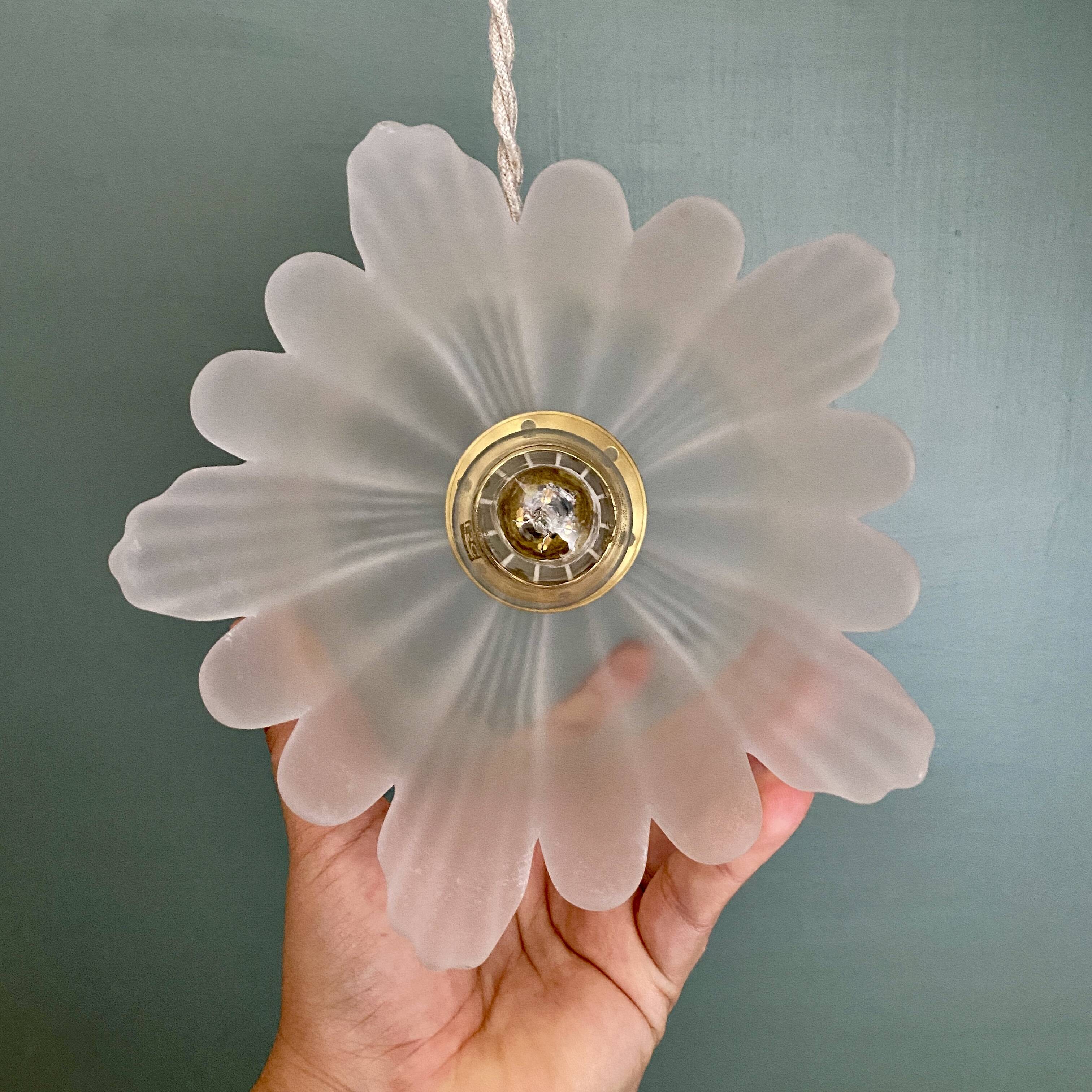 Vintage frosted glass tulip pendant light