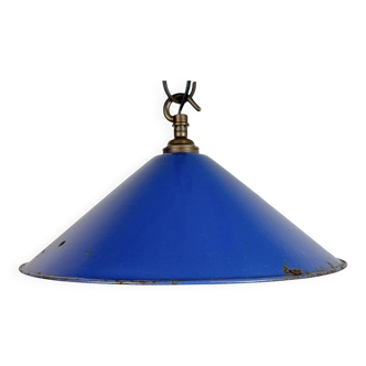 Industrial Blue Enamel Factory Pendant Lamp, 1950s