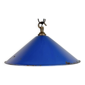 Industrial Blue Enamel Factory Pendant Lamp, 1950s