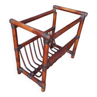 Vintage bamboo wicker magazine rack