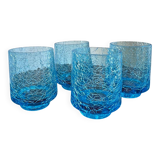 Set of 4 vintage azure blue crackled glass vases – ref. 7239