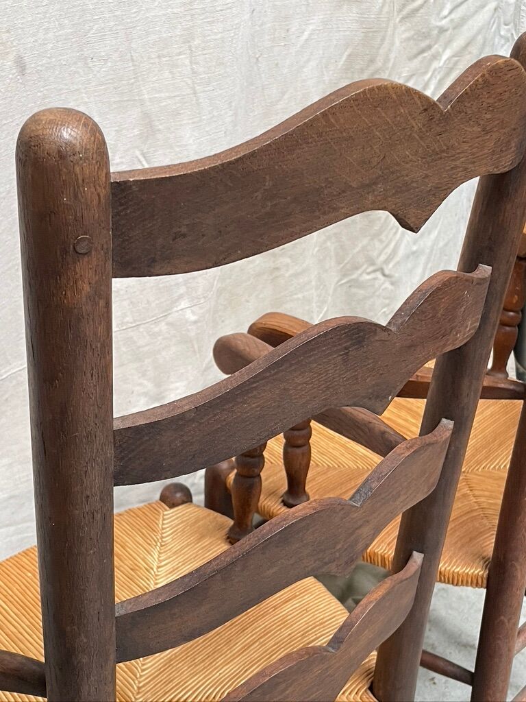 Pair of straw armchairs