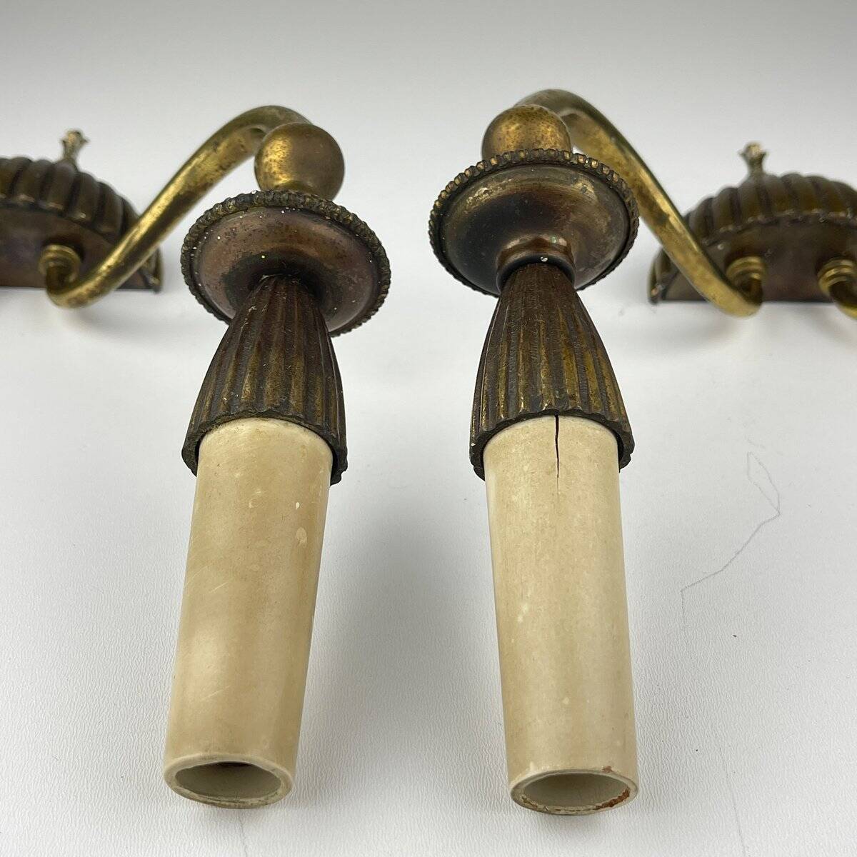 Vintage bronze wall lamps, Italy, 1950s, set of 2