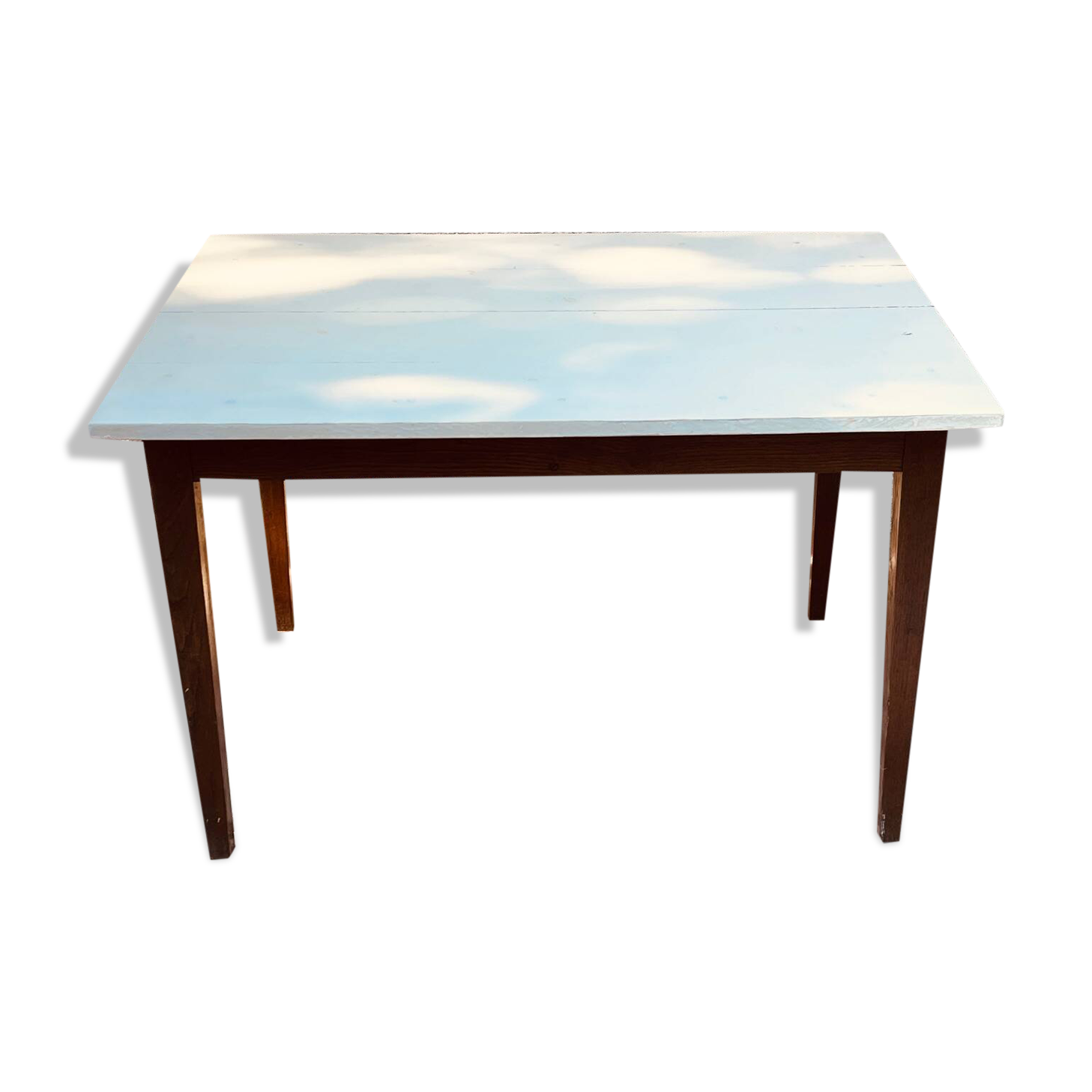 Vintage Oak Farmhouse Table with White Top