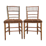 Pair of golden chairs "fake bamboo"