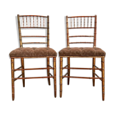 Pair of golden chairs "fake bamboo"