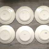 Set of 6 flat plates Digoin Sarreguemines, ivory color