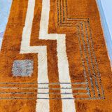 Modern Moroccan rug in rust wool with cream lines 150/250 cm
