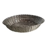 Woven silver metal bread basket