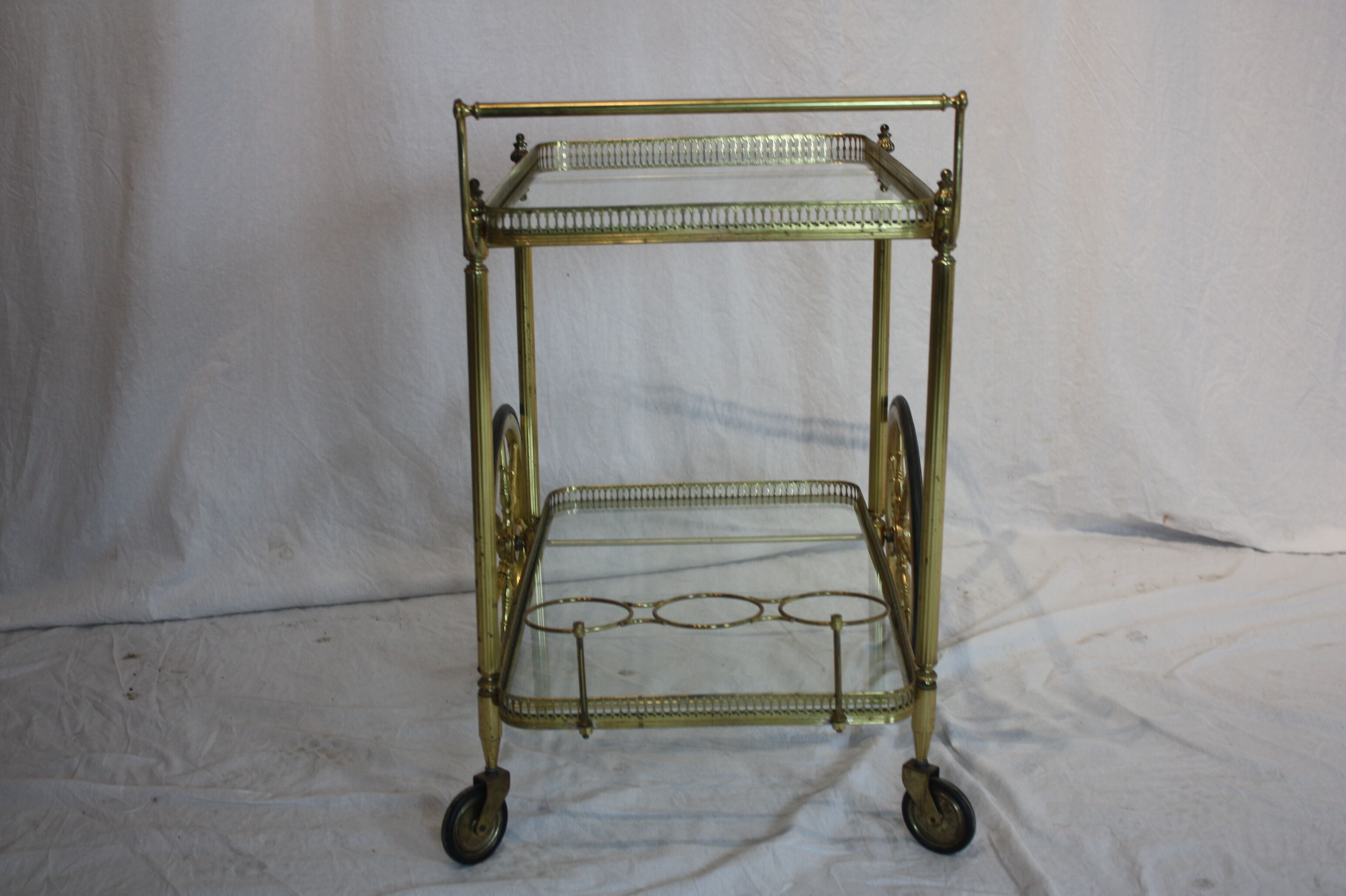 Desserte roulante vintage laiton 1950