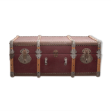 Old trunk travel suitcase burgundy color
