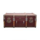 Ancienne malle valise de voyage couleur bordeaux