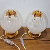 Mazzega globe lamp duo from Murano
