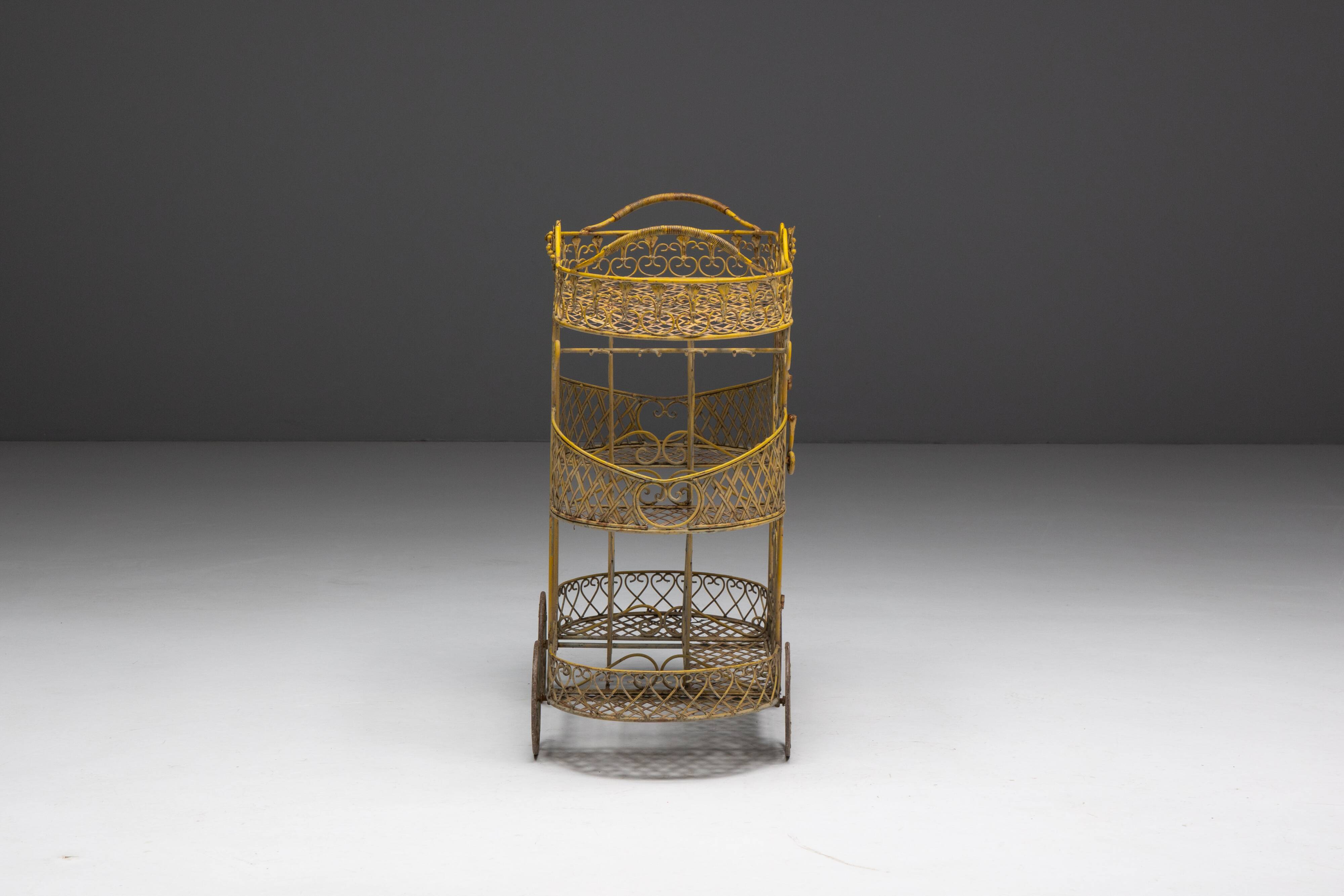 Antique cast iron serving trolley, France, early 20th century
