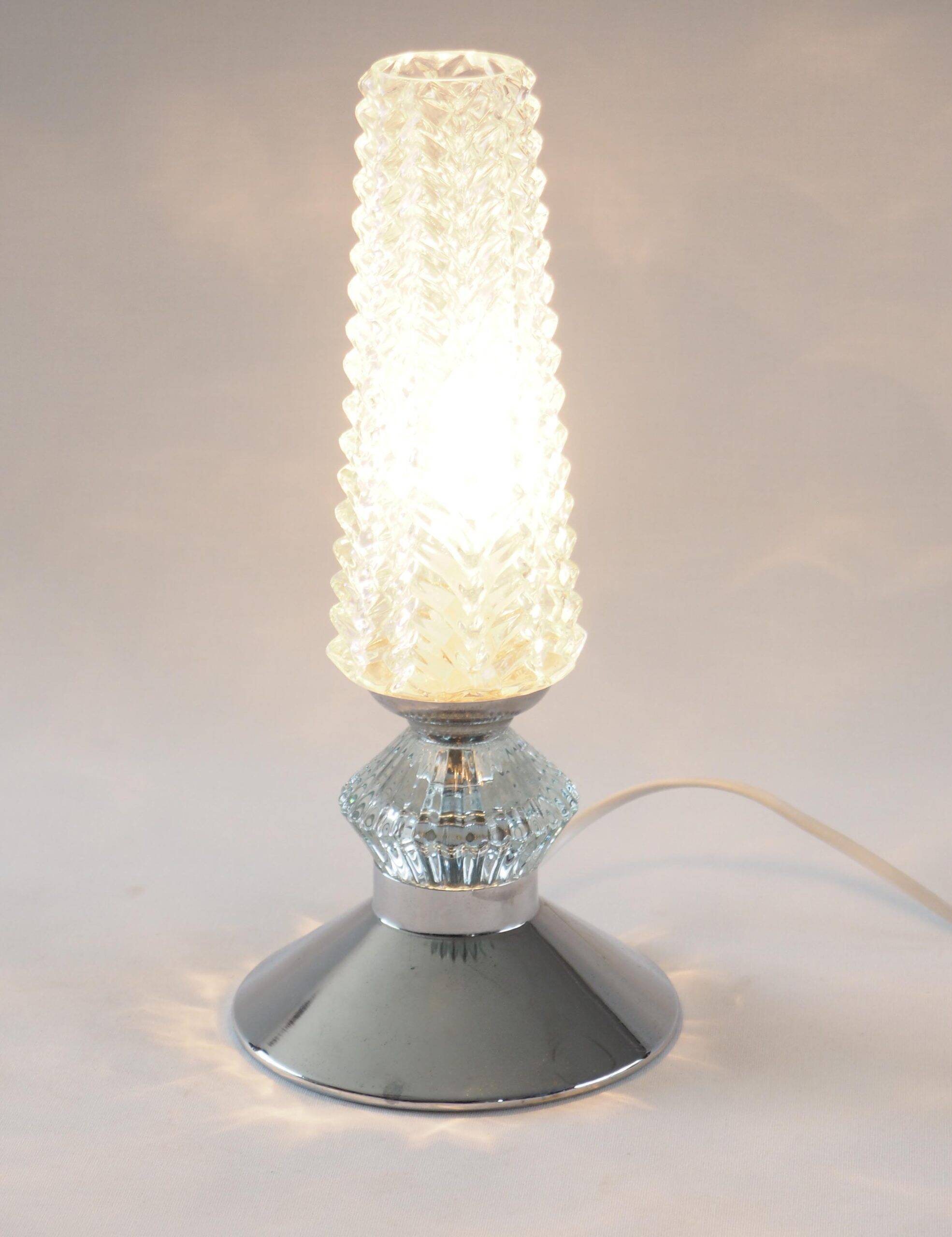 Chevron and chrome flute lamp