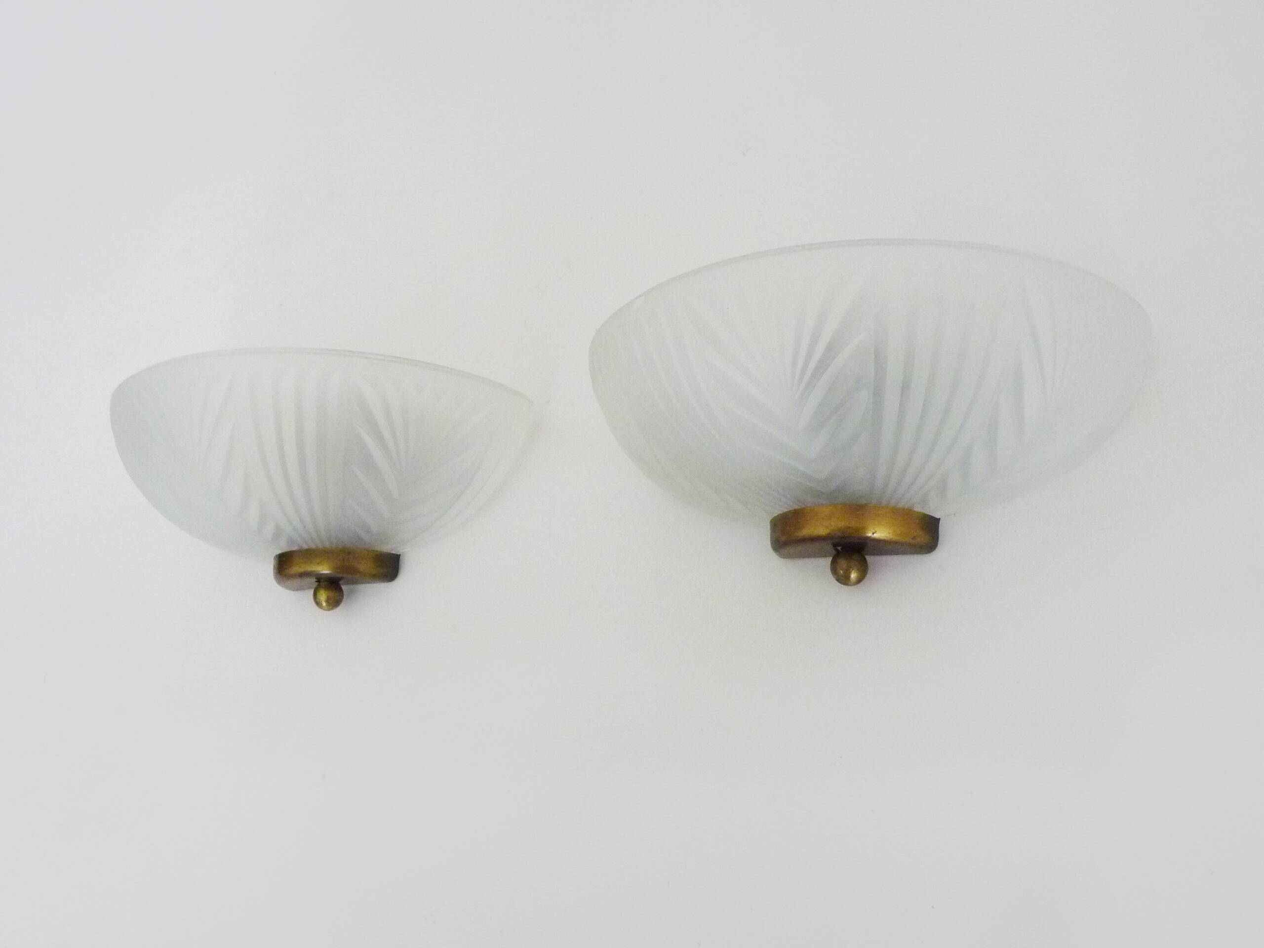 Pair of Art Deco style half-moon wall lights from the 80s