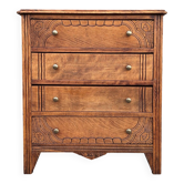 Art Deco commode with wooden top, vintage antique furniture.