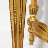 Napoleon III Pedestal Table (late 19th C.) Gilded and Carved Wood with Modern Black Top