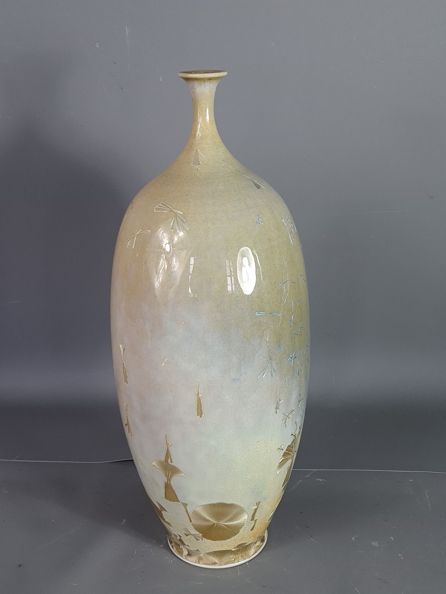 Designer vase ceramic glazed and iridescent vintage 80s