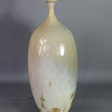 Designer vase ceramic glazed and iridescent vintage 80s
