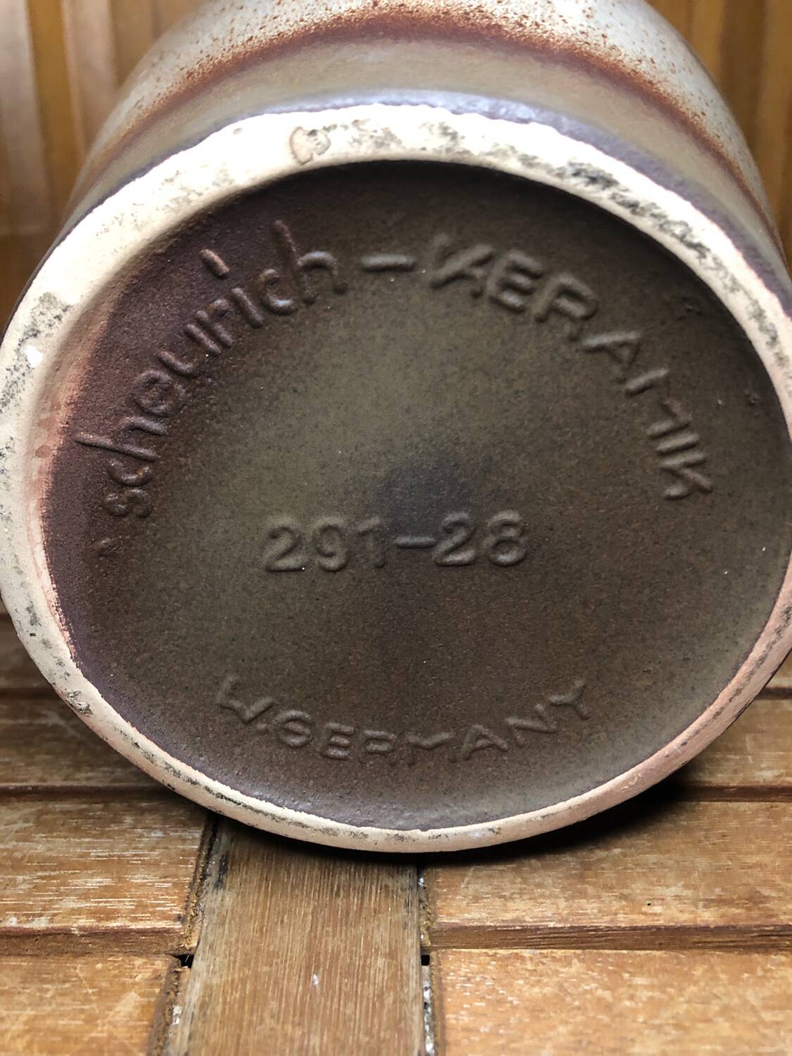 Old beige brown ceramic vase decor flowers w. germany vintage #a633