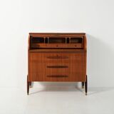 1950s Scandinavian teak secrétaire with elongated sculpted pulls