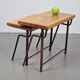 Brutalist Cast Iron and Oak Nesting Tables, 1970s, Set of 2