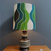 Ceramic table lamp green shade by  Hustadt-leuchten 1970s