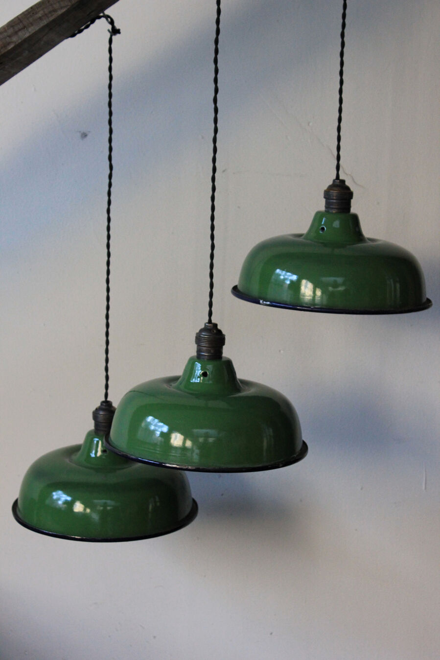 Abat jour emaillé lampe industrielle vert bouteille