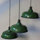 Abat jour emaillé lampe industrielle vert bouteille